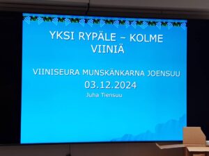 Yksi rypäle - kolme viiniä, sokkotasting, Joensuun viiniseura Munskänkarna